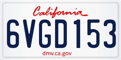 CA license plate 6VGD153