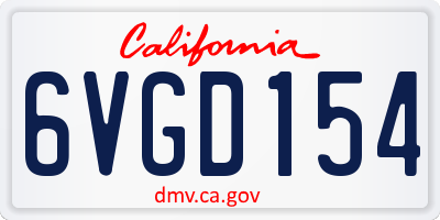 CA license plate 6VGD154