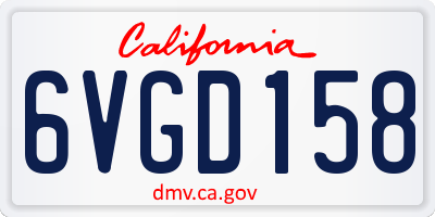 CA license plate 6VGD158