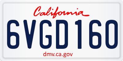 CA license plate 6VGD160
