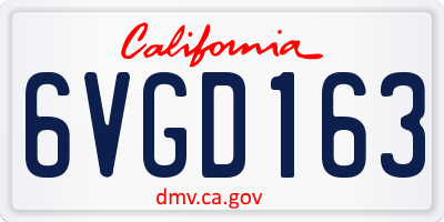 CA license plate 6VGD163