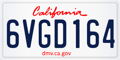 CA license plate 6VGD164