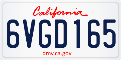 CA license plate 6VGD165