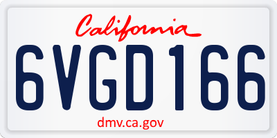CA license plate 6VGD166