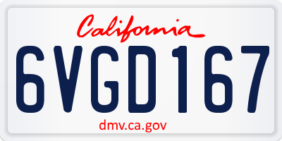 CA license plate 6VGD167