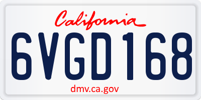 CA license plate 6VGD168