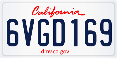 CA license plate 6VGD169