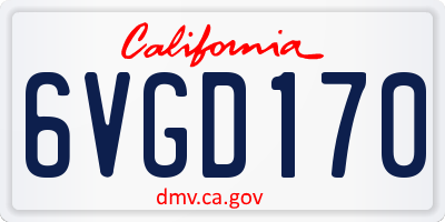 CA license plate 6VGD170