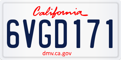 CA license plate 6VGD171