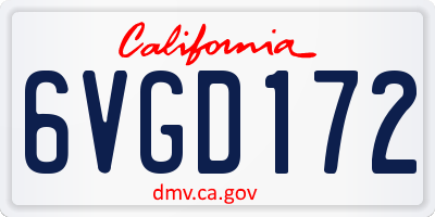 CA license plate 6VGD172