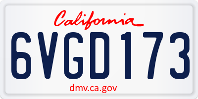 CA license plate 6VGD173