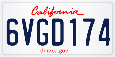 CA license plate 6VGD174
