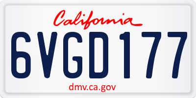 CA license plate 6VGD177