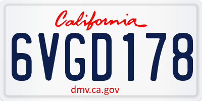 CA license plate 6VGD178