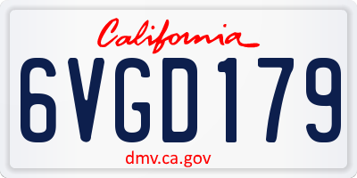 CA license plate 6VGD179