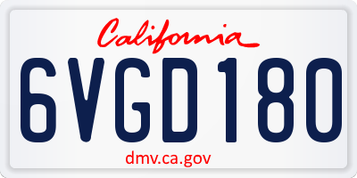 CA license plate 6VGD180