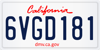 CA license plate 6VGD181