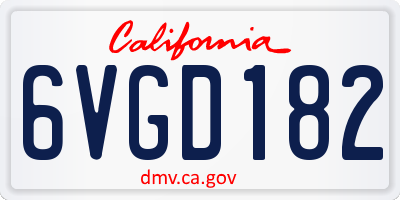 CA license plate 6VGD182