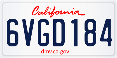 CA license plate 6VGD184