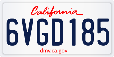 CA license plate 6VGD185