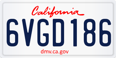 CA license plate 6VGD186