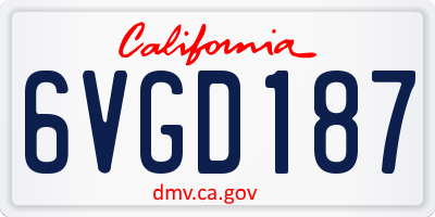 CA license plate 6VGD187