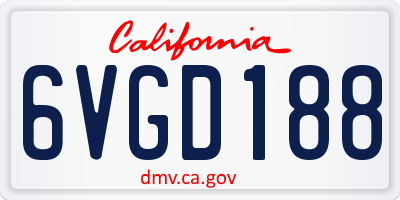 CA license plate 6VGD188