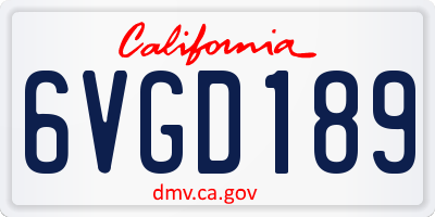 CA license plate 6VGD189