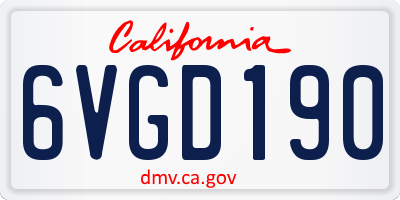 CA license plate 6VGD190