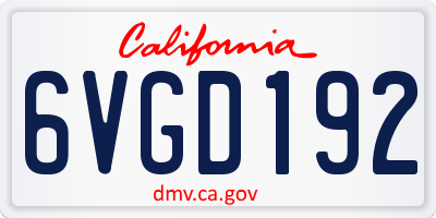 CA license plate 6VGD192