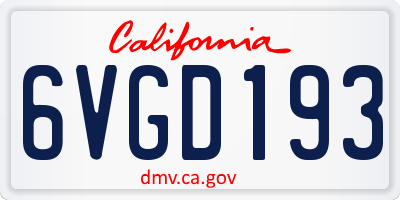 CA license plate 6VGD193