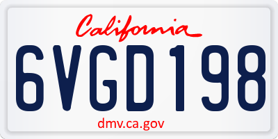 CA license plate 6VGD198