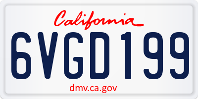 CA license plate 6VGD199