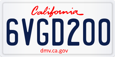 CA license plate 6VGD200