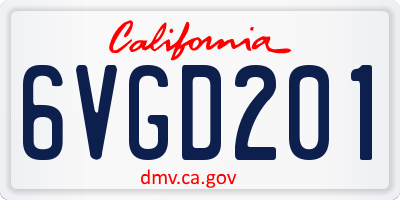 CA license plate 6VGD201