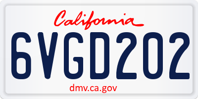 CA license plate 6VGD202