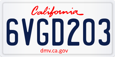 CA license plate 6VGD203