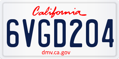 CA license plate 6VGD204