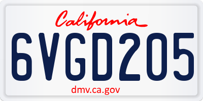 CA license plate 6VGD205