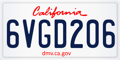 CA license plate 6VGD206