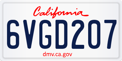 CA license plate 6VGD207