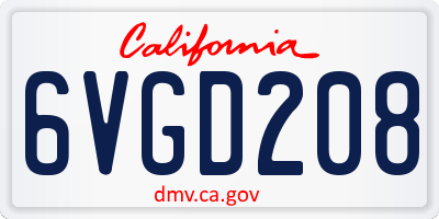 CA license plate 6VGD208