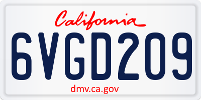 CA license plate 6VGD209