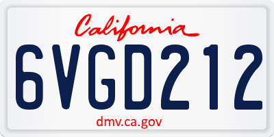 CA license plate 6VGD212