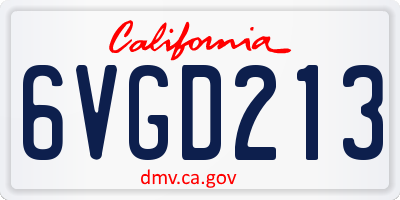 CA license plate 6VGD213