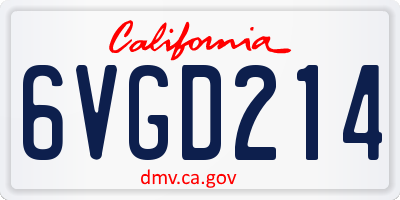 CA license plate 6VGD214