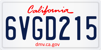 CA license plate 6VGD215