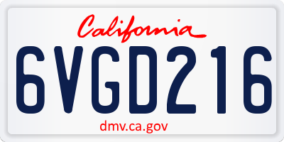 CA license plate 6VGD216