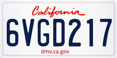 CA license plate 6VGD217