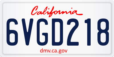 CA license plate 6VGD218